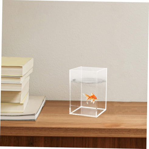 Transparent Betta Tank Aquarium Fish Tank Decor, Glass Hydroponic Fish Tank for Betta Fish