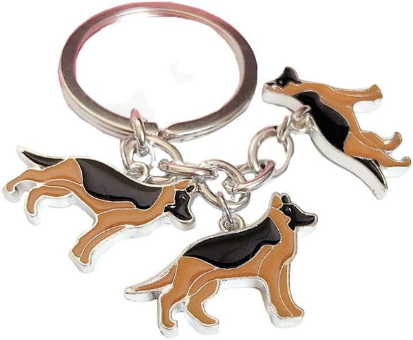 Dog Keychain for Dog Lover, Cute Puppy ID Tags Metal Key Ring (German Shepherd Dog) Pendant
