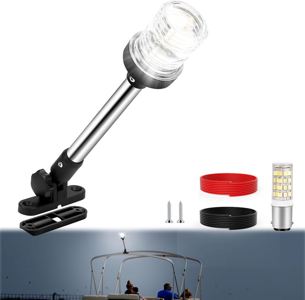 12 Inch Stern Light Bimini Top Anchor Light, LED Pontoon Navigation Lights
