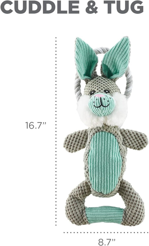 Outward Hound Scrunch Bunch Bunny - Interactive Plush Squeaky Dog Tug Toy