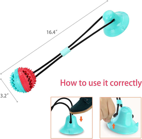 Dog Chew Toys for Aggressive Chewers - Puppy Training Treats, Teething Rope Toys, Puzzle Food Dispensing Ball (Blue)