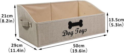 Large Dog Toy Bin, Collapsible Dog Toy Box, Fabric Trapezoid Dog Toy Basket for Organizing Pet Toys, Blankets, Leashes,