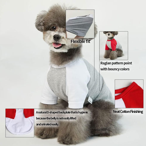 Dog Shirt for Small and Large Dogs - Raglan Cotton T-Shirts, Soft Breathable Pet Clothes (X-Large, Gray/Green)