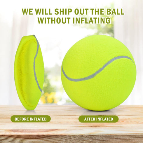 Pomeat 2 PCS Giant Tennis Balls for Dogs, 9.5" Inflatable Non-Toxic Chew Toy with Pump & Needle