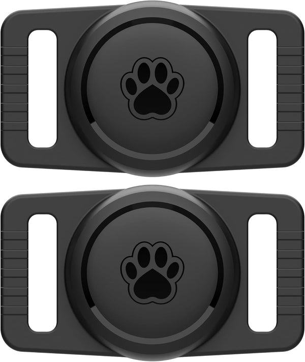 Airtag Dog Collar Holder 2 Pack, Waterproof Dog Collar Holder for Apple AirTag, Silicone Air Tags Case for Dog Collars