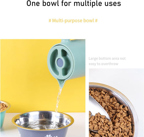 YUDANSI Dog Bowls 2 Pack Small Medium Dogs Feeding Bowls Food Water Bowls with Non-Slip Silicone Sole, Stainless Steel Dog Dishes Elevated Raised Pet Feeder(3.6 Cups)