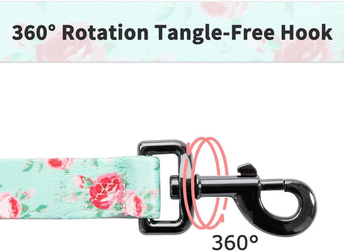 Ihoming Dog Collar and Leash Set for Daily Outdoor Walking, Floral Spring Design for Large Dogs and Cats