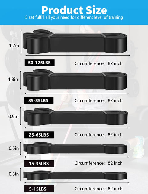 Pull Up Bands Set, Resistance Bands for Men & Women, Exercise Workout Bands for Muscle Training and Physical Therapy