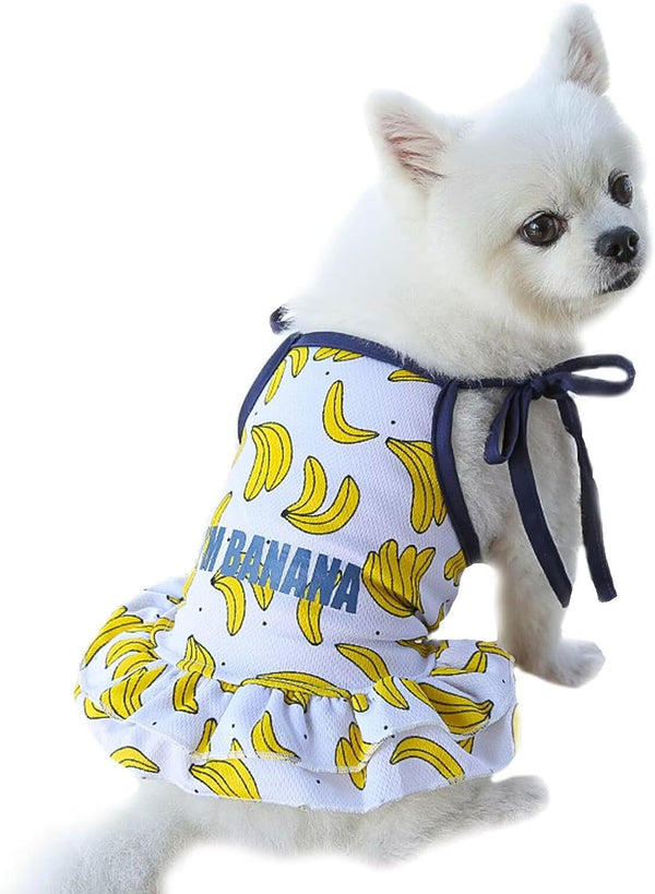 Generic Fruit Print Pet Halter Tutu Dress - Strawberry Banana Pineapple Summer Outfit