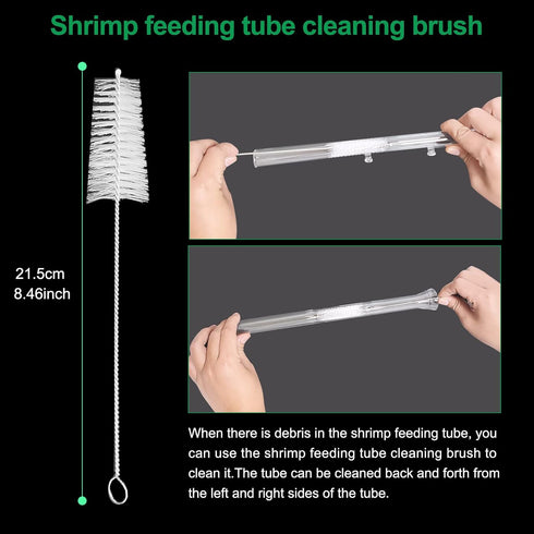 11.8 Inch Shrimp Feeding Tube with Dish, Suction Cup, Cleaning Brush, Aquarium Feeder