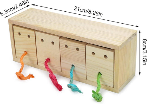 Bird Foraging Feeder Toy Training Intelligence Box Wooden for Parrot Budgie Parakeet Cockatiel Conure African Grey Cockatoo Amazon Finch Canary