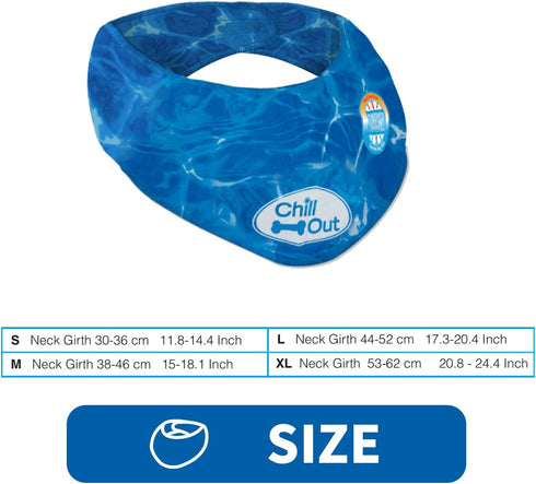 ALL FOR PAWS Cooling Neck Wraps for Dogs, Ice Dog Bandanas, Chill Out Blue Dog Collar, Neck Cooler for Dogs and Cats