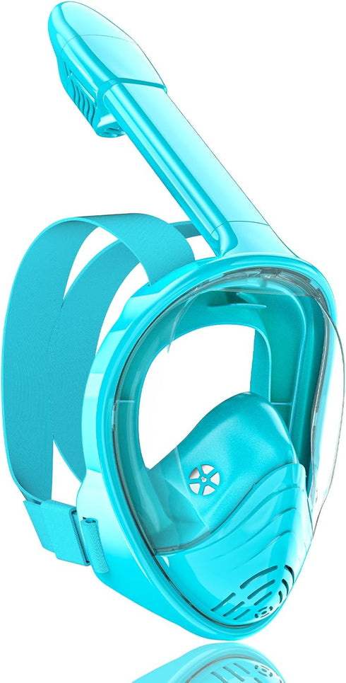 QingSong Kids Snorkel Mask, Full Face Snorkeling Set with Camera Mount, 180 Degree Panoramic View Gear