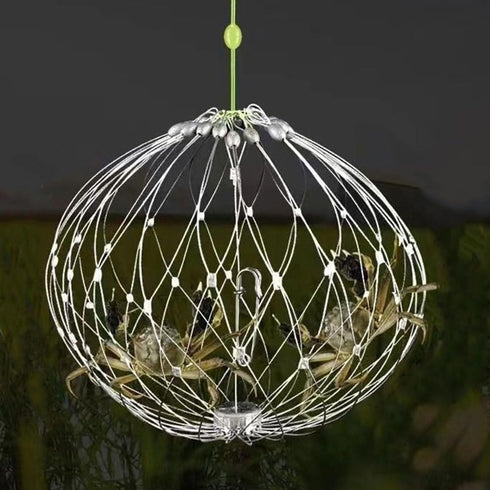 2Pcs Counterweight 7.87X7.87X7.08In Hemoton Wire Mesh Crab Trap Cage with Auto-Opening Bait Pin and Reusable Crab
