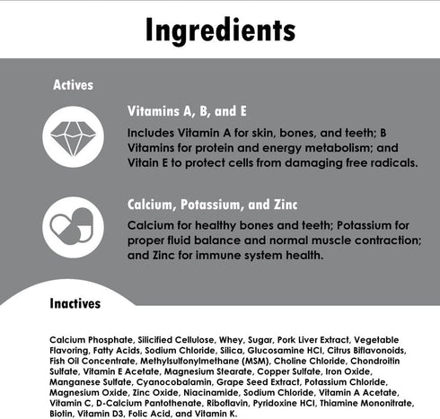 Vita-Tabs Silver, Vitamins, Minerals, Nutrients for Senior Dogs, 100 Chewable Tablets