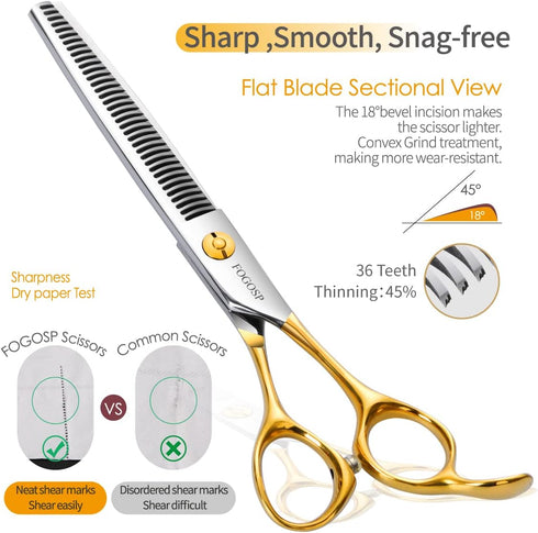Dog Thinning Shears for Grooming, 36 Teeth 6.5" Blending Scissors for Small and Medium Dogs