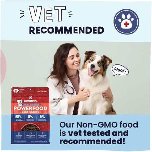 Recommended, 2lb Pawstruck Air Dried Dog Food with Real Beef, Grain-Free, Made in USA, Non-GMO & Vet High Protein