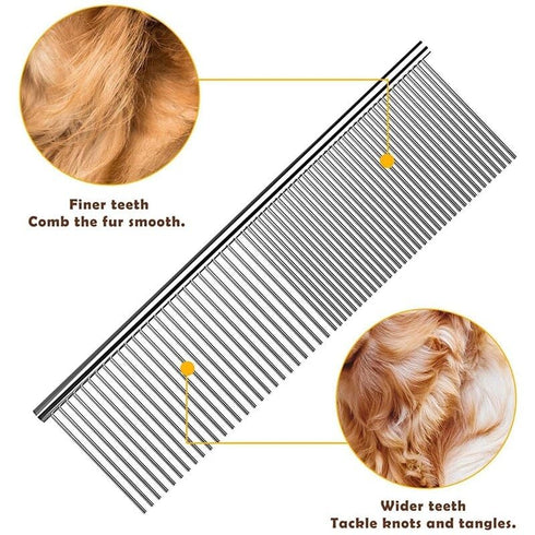 Dog Combs for Grooming, Metal Cat Comb for Removing Tangles and Knots, Professional Tool