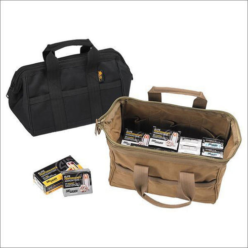 P23205 Ammo Bag - Heavy Duty Water Resistant Fabric - Easy Access Opening - Black with Heavy Duty Zippers