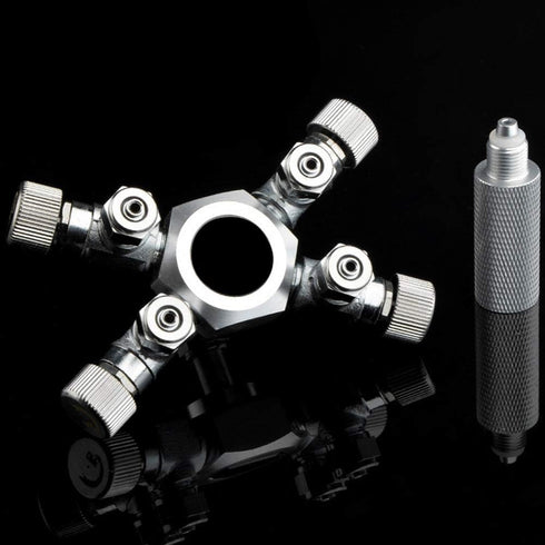 TOPINCN Fish CO2 Splitter Regulator, Aluminum Alloy with 6 Way Outlets for Aquarium
