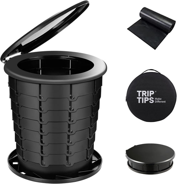 TRIPTIPS Upgrade Portable Toilet - Adjustable Height Camping Toilet for Adults and Kids, Foldable Travel Potty