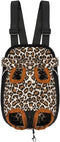 Pet Dog Puppy Cat Carrier, Medium Leopard Canvas Cotton Backpack with Double Shoulder Straps