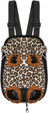 Pet Dog Puppy Cat Carrier, Medium Leopard Canvas Cotton Backpack with Double Shoulder Straps