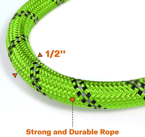 Taglory Rope Dog Leash 4 FT with Padded Handle, Highly Reflective Threads for Medium Large Dogs, 1/2 inch, Green