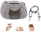 Wontee Portable Hamster Carrier Bag for Outdoor Travel, Adjustable Shoulder Strap for Small Pets (Grey)