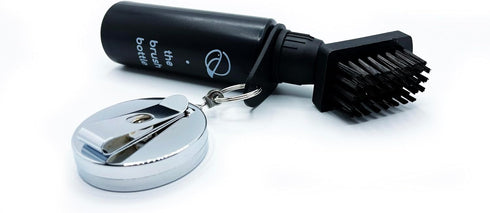 Golf Club Cleaning Brush with Attached Squeeze Bottle, Durable Metal Chain, Wide Cleaning Coverage, Nylon Bristles
