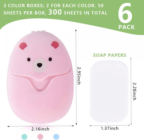 SenseYo 6 (300 Boxes Sheets) Mini Disposable Portable Travel Paper Hand Soap Sheets for Outdoor, Camping Hiking