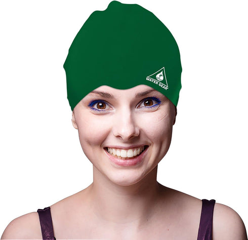 Water Gear Silicone Adult Swim Cap, Flexible Unisex Waterproof, Great for Short and Long Hair