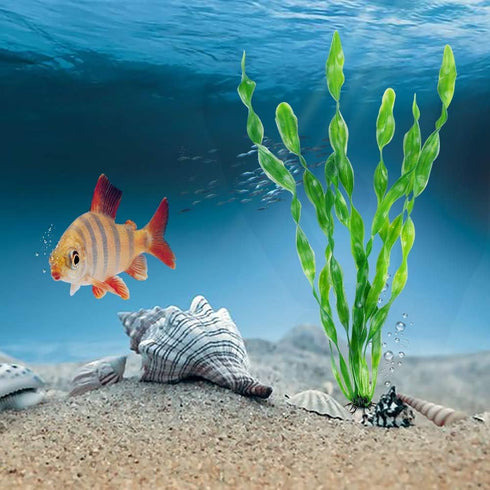 MyLifeUNIT Artificial Seaweed Water Plants for Aquarium - 10 PCS Plastic Fish Tank Plant Decorations (Green)