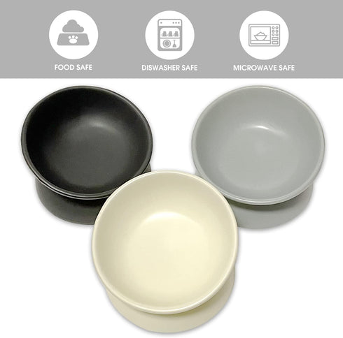 Elevated Tilted Cat Food Bowls - Ceramic Whisker Friendly, Anti Vomit, Raised Bowl for Food and Water (Yellow)