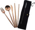 Gugrida 18/10 Sets 7 Set, Set Luxury Rose Gold Matte Portable Stainless Steel Travel Flatware of Portable Camping