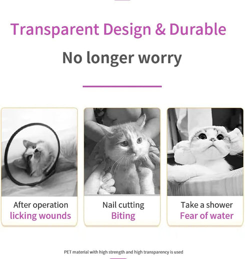 Cat Muzzle Combo - Adjustable Cat Hood, Breathable Anti-Bite Muzzles to Prevent Biting and Chewing, Safety Grooming Accessory for Small Pets.(M for cat Neck 6.8-9.25")