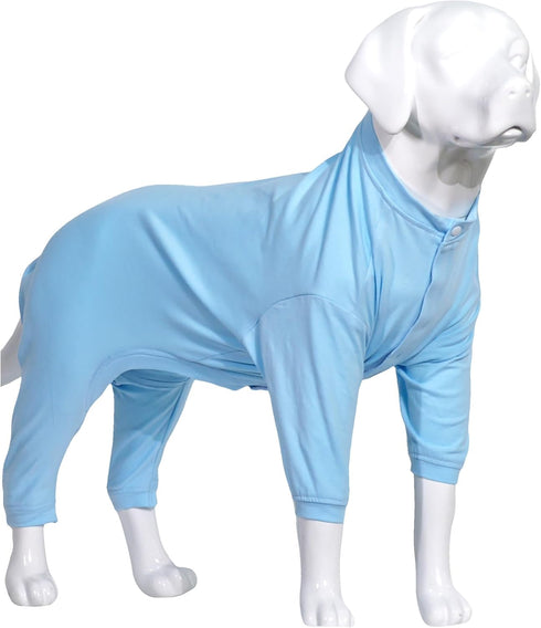 Lovelonglong Four Feet Dog Lightweight Pajamas, Pure Cotton Dog Jumpsuits for Large Medium Small Dogs (Lightblue S)