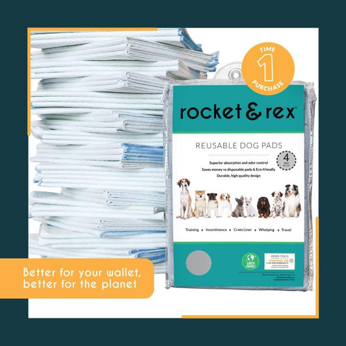 300 22" 22" (Pack 4) rocket & rex Premium Washable Pee Pads for Dogs, Waterproof & Reusable Puppy Pads for Potty