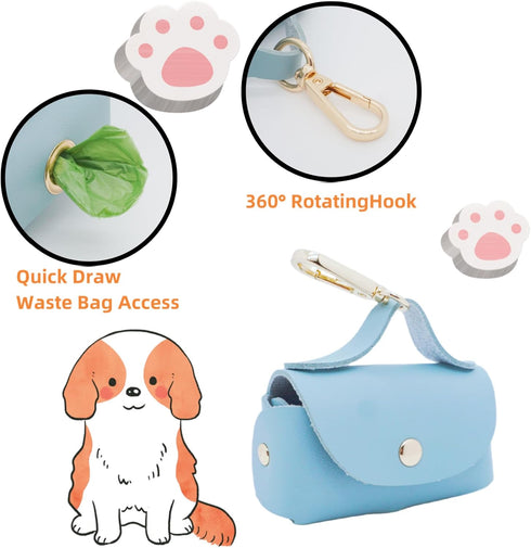 ENWIQUE Leather Poop Bag Holder Dispenser for Leash, Portable and Reusable Dog Poop Bag Dispenser, Dog Bag Holder