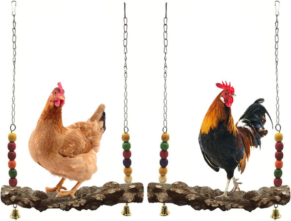 Chicken Bird Swing,Chicken Perch,Natural Wooden Swing Toys,Wood Stand for Chick,Safe and Relief