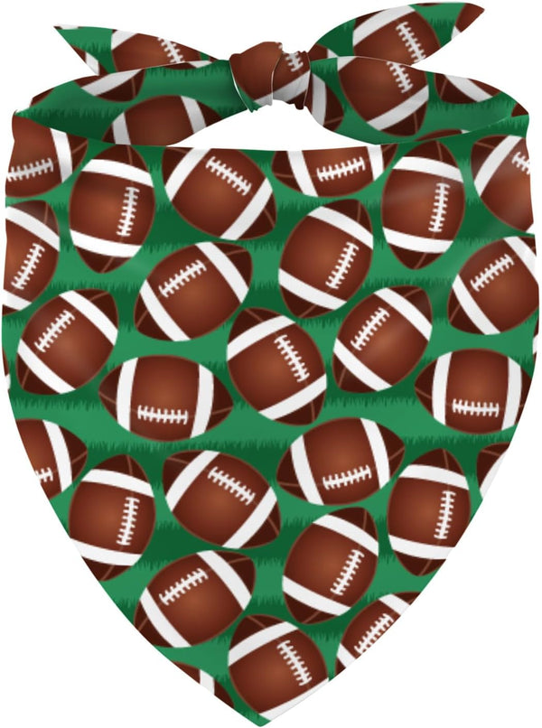 American Football Dog Bandana - Touch Down Rugby Game Day Adjustable Triangle Bibs for Pets