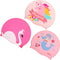 Syhood 3 Pcs Kids Swim Caps, Baby Waterproof Bathing Caps for Long Short Hair Boys Girls