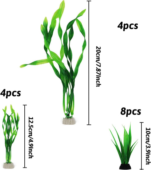Artificial Aquarium Plants, 16pcs Fish Tank Decor Green Plants Artificial Aquarium Decorations for Fish Tanks (Green) by PietyPet