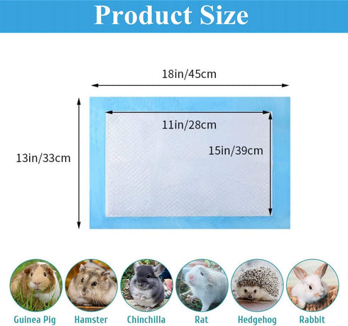 Chinchilla (20PC, Rabbit Pee Pads Disposable Cage Liners Absorbent Leak-Proof Diaper Mat Small Animal Toilet Potty
