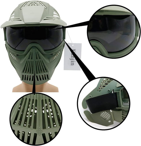Paintball Mask, Tactical Full Face Gear with Goggles for Outdoor Activities