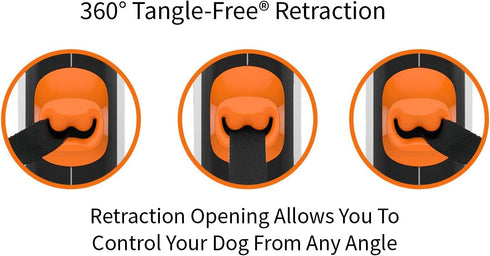 TUG 360° Tangle-Free Retractable Dog Leash with Waste Bag Dispenser (Small, White/Orange)