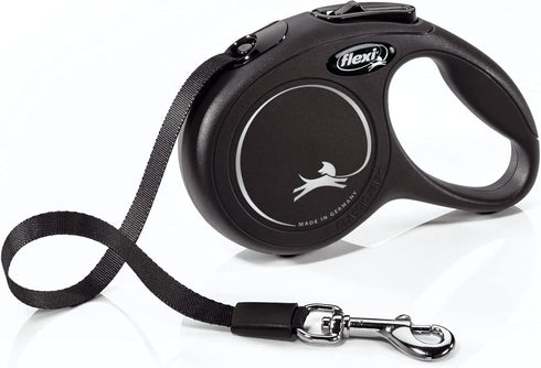 FLEXI New Classic Retractable Dog Leash (Tape), 10 ft, Extra Small, Black