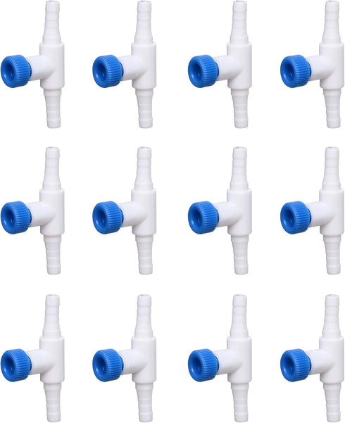ALEGI Aquarium Control Valves - Single Way Plastic Air Flow Control Regulator for 3/16" ID Tubing, 12 Pack