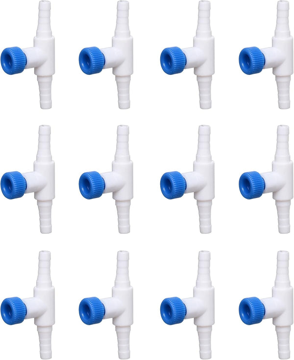 ALEGI Aquarium Control Valves - Single Way Plastic Air Flow Control Regulator for 3/16" ID Tubing, 12 Pack