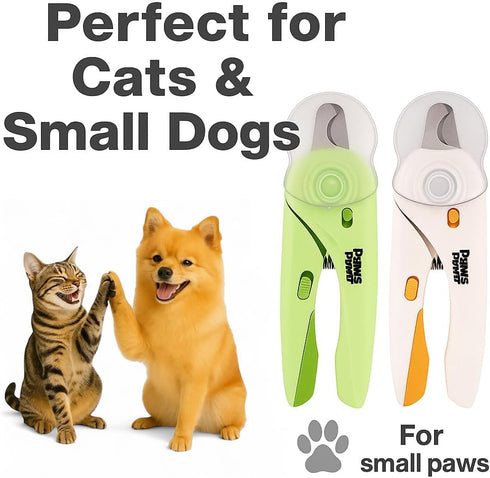 Trimming Cat Nail Clipper & Small Dog Nail Clippers with LED Light - Illuminates Nails & Bloodline for Safe, Easy